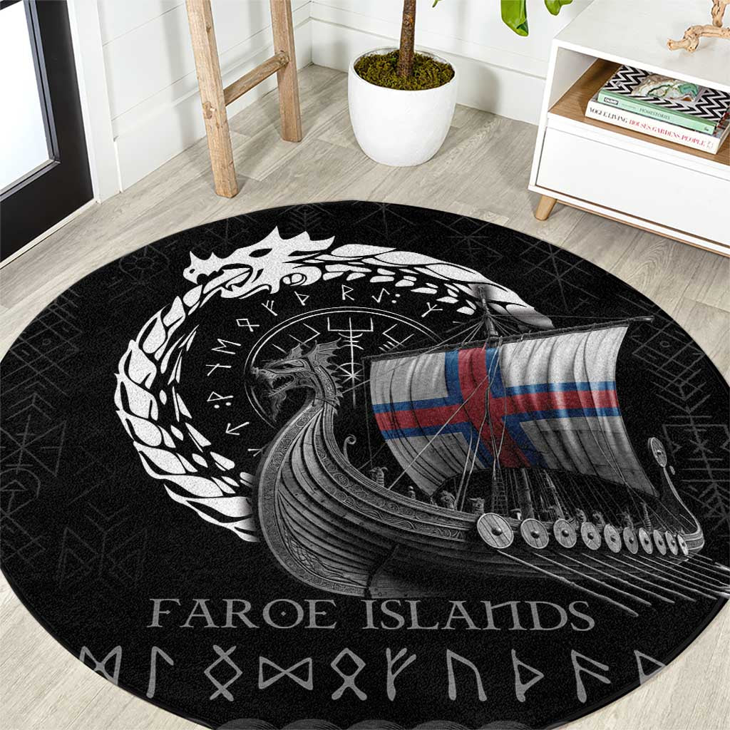 Faroe Islands Viking Drakkar Round Carpet Viking Blood - Wonder Print Shop
