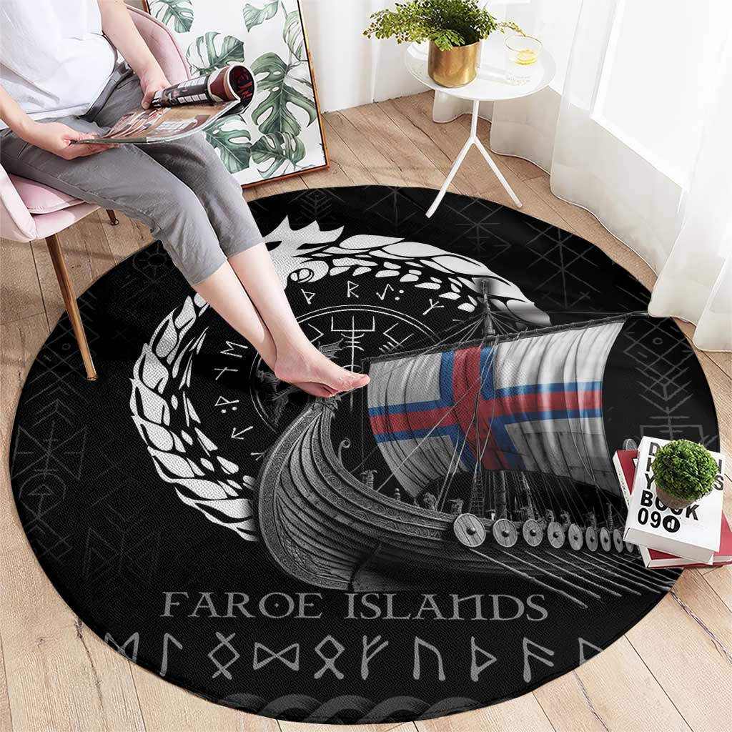 Faroe Islands Viking Drakkar Round Carpet Viking Blood - Wonder Print Shop