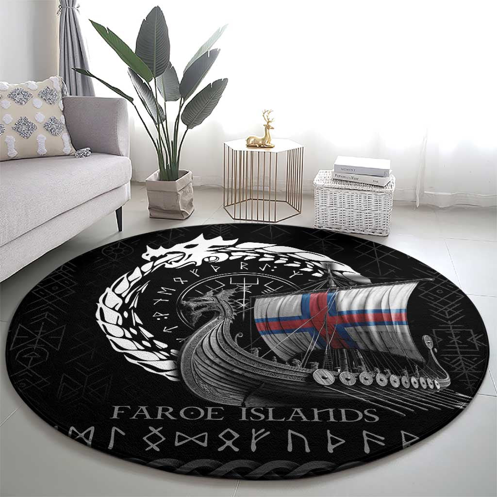 Faroe Islands Viking Drakkar Round Carpet Viking Blood - Wonder Print Shop
