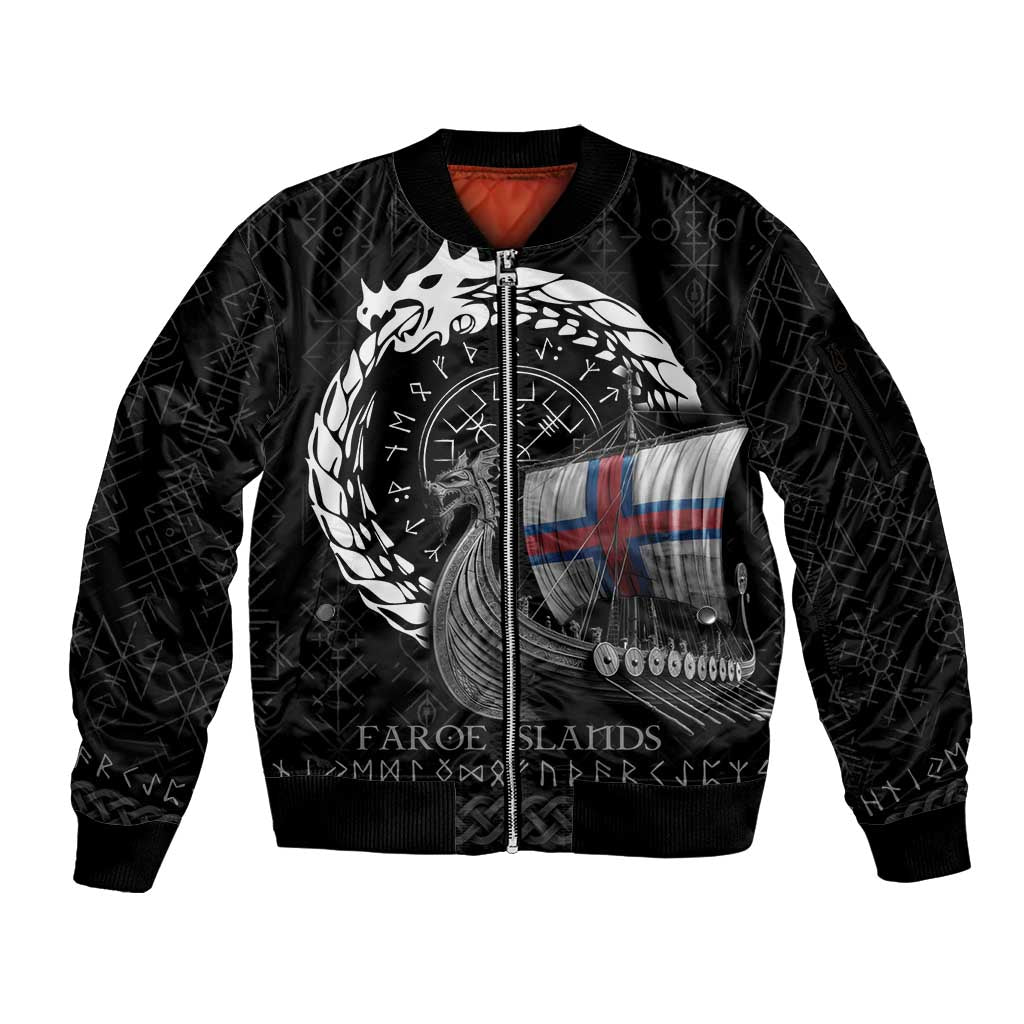 Faroe Islands Viking Drakkar Sleeve Zip Bomber Jacket Viking Blood - Wonder Print Shop