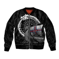 Faroe Islands Viking Drakkar Sleeve Zip Bomber Jacket Viking Blood - Wonder Print Shop