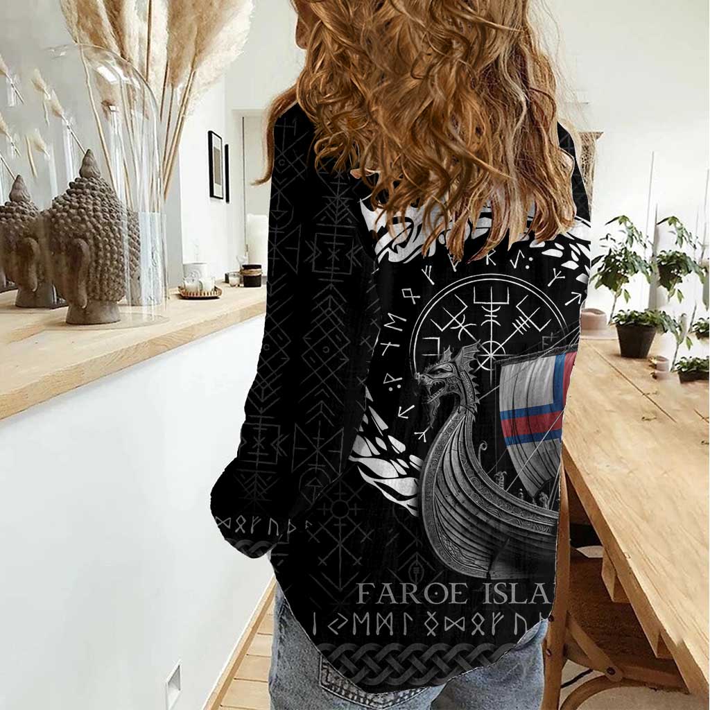 Faroe Islands Viking Drakkar Women Casual Shirt Viking Blood - Wonder Print Shop