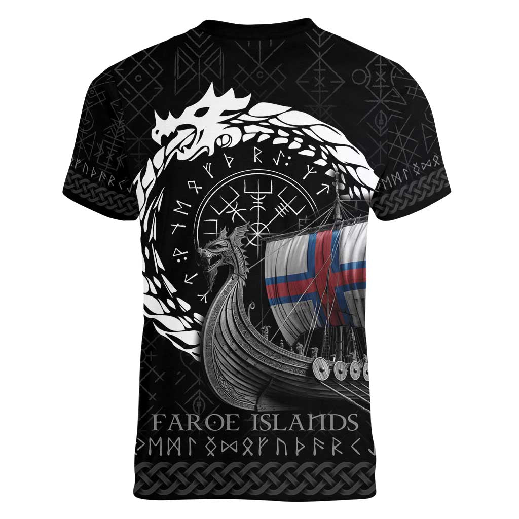 Faroe Islands Viking Drakkar Women V-Neck T-Shirt Viking Blood - Wonder Print Shop