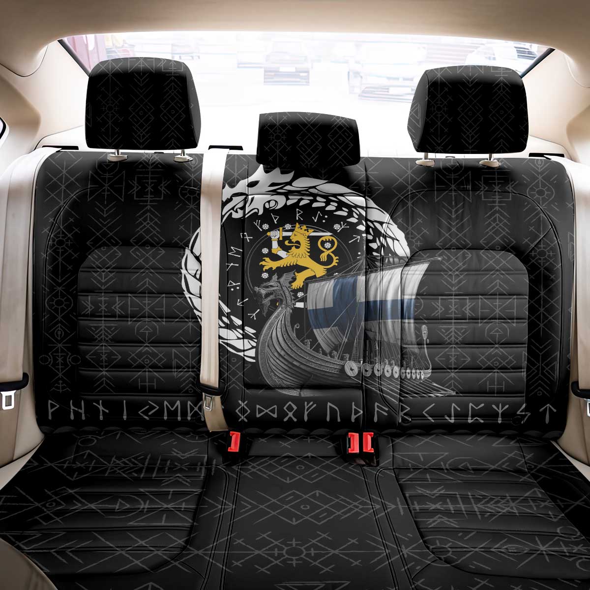 Finland Viking Drakkar Back Car Seat Cover Viking Blood - Wonder Print Shop