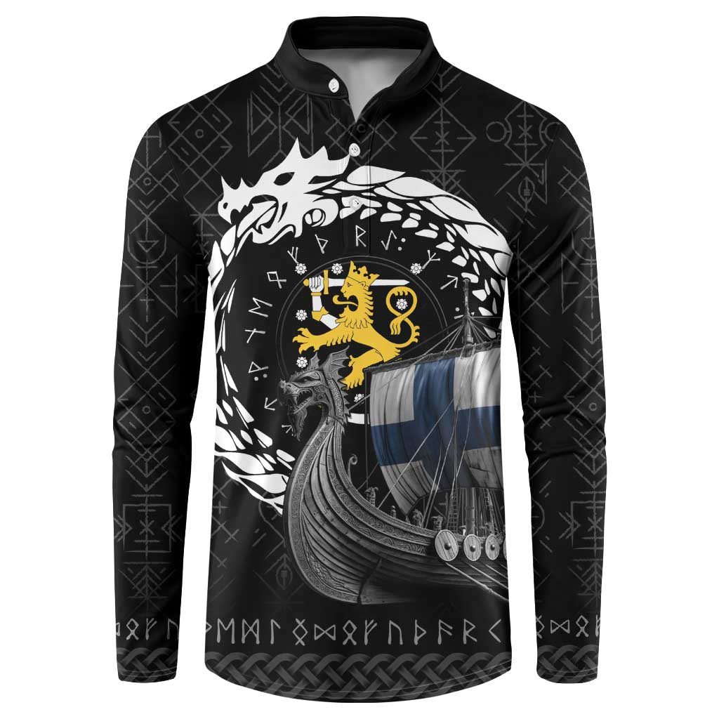 Finland Viking Drakkar Button Sweatshirt Viking Blood - Wonder Print Shop