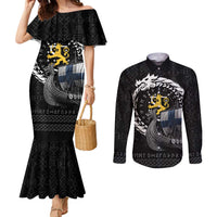 Finland Viking Drakkar Couples Matching Mermaid Dress and Long Sleeve Button Shirt Viking Blood - Wonder Print Shop