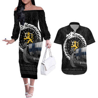 Finland Viking Drakkar Couples Matching Off The Shoulder Long Sleeve Dress and Hawaiian Shirt Viking Blood - Wonder Print Shop