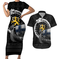 Finland Viking Drakkar Couples Matching Short Sleeve Bodycon Dress and Hawaiian Shirt Viking Blood - Wonder Print Shop