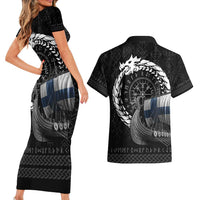 Finland Viking Drakkar Couples Matching Short Sleeve Bodycon Dress and Hawaiian Shirt Viking Blood - Wonder Print Shop