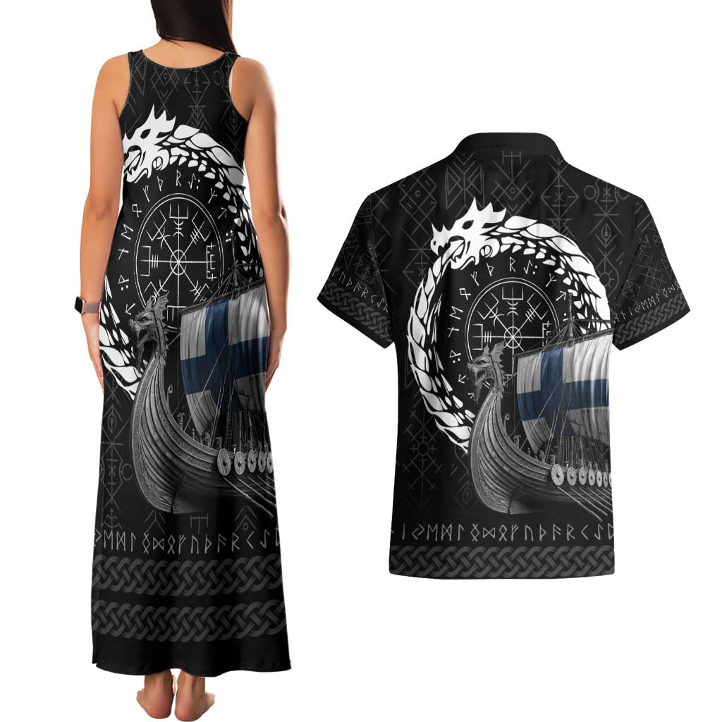 Finland Viking Drakkar Couples Matching Tank Maxi Dress and Hawaiian Shirt Viking Blood - Wonder Print Shop