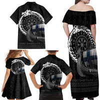 Finland Viking Drakkar Family Matching Off Shoulder Maxi Dress and Hawaiian Shirt Viking Blood - Wonder Print Shop