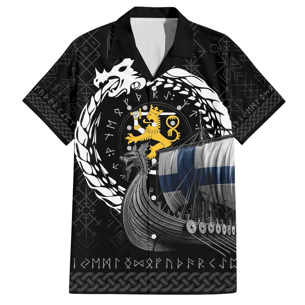 Finland Viking Drakkar Family Matching Off Shoulder Maxi Dress and Hawaiian Shirt Viking Blood - Wonder Print Shop