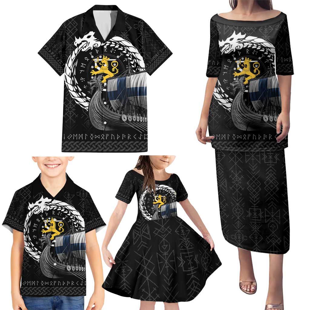 Finland Viking Drakkar Family Matching Puletasi and Hawaiian Shirt Viking Blood - Wonder Print Shop
