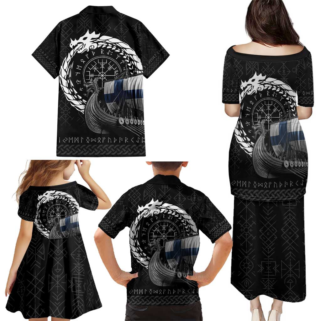 Finland Viking Drakkar Family Matching Puletasi and Hawaiian Shirt Viking Blood - Wonder Print Shop