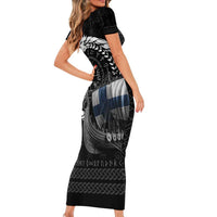 Finland Viking Drakkar Family Matching Short Sleeve Bodycon Dress and Hawaiian Shirt Viking Blood - Wonder Print Shop