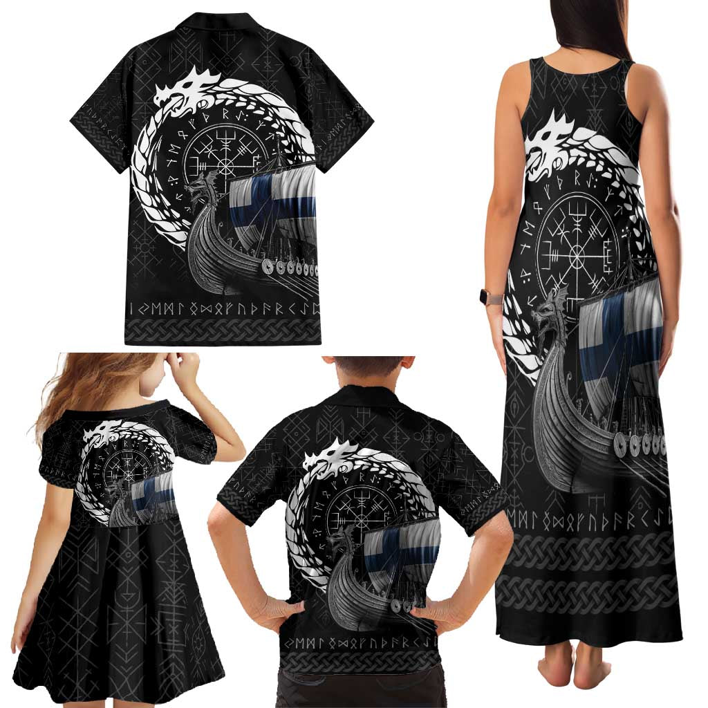 Finland Viking Drakkar Family Matching Tank Maxi Dress and Hawaiian Shirt Viking Blood - Wonder Print Shop