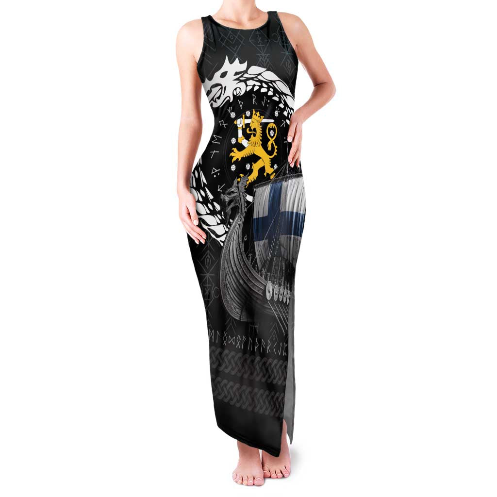 Finland Viking Drakkar Family Matching Tank Maxi Dress and Hawaiian Shirt Viking Blood - Wonder Print Shop