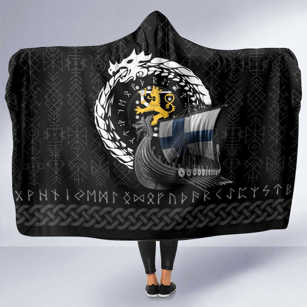 Finland Viking Drakkar Hooded Blanket Viking Blood - Wonder Print Shop