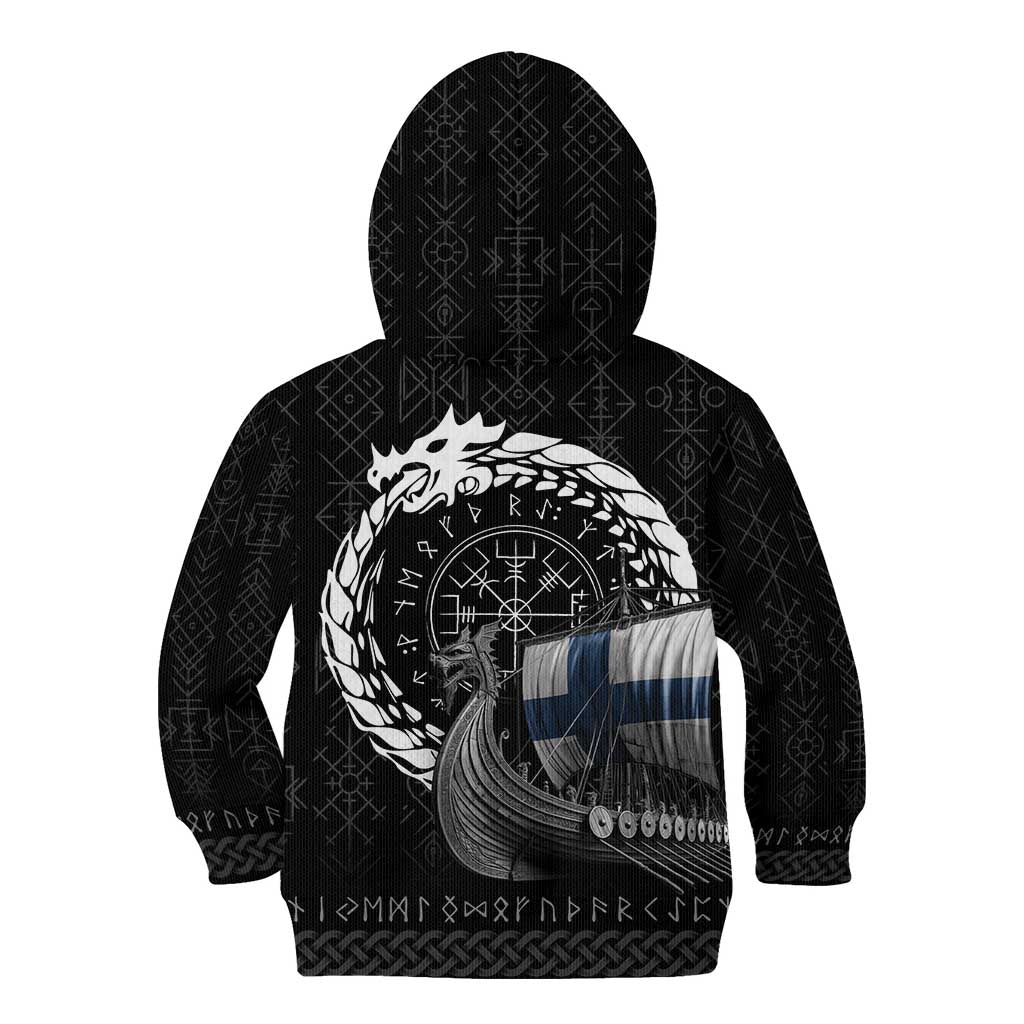 Finland Viking Drakkar Kid Hoodie Viking Blood - Wonder Print Shop