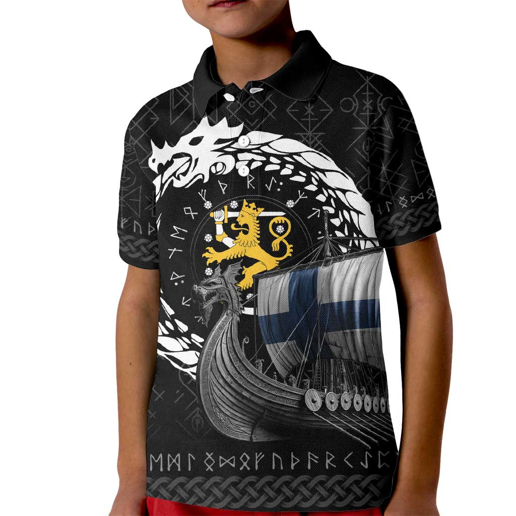 Finland Viking Drakkar Kid Polo Shirt Viking Blood - Wonder Print Shop