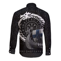Finland Viking Drakkar Long Sleeve Button Shirt Viking Blood - Wonder Print Shop