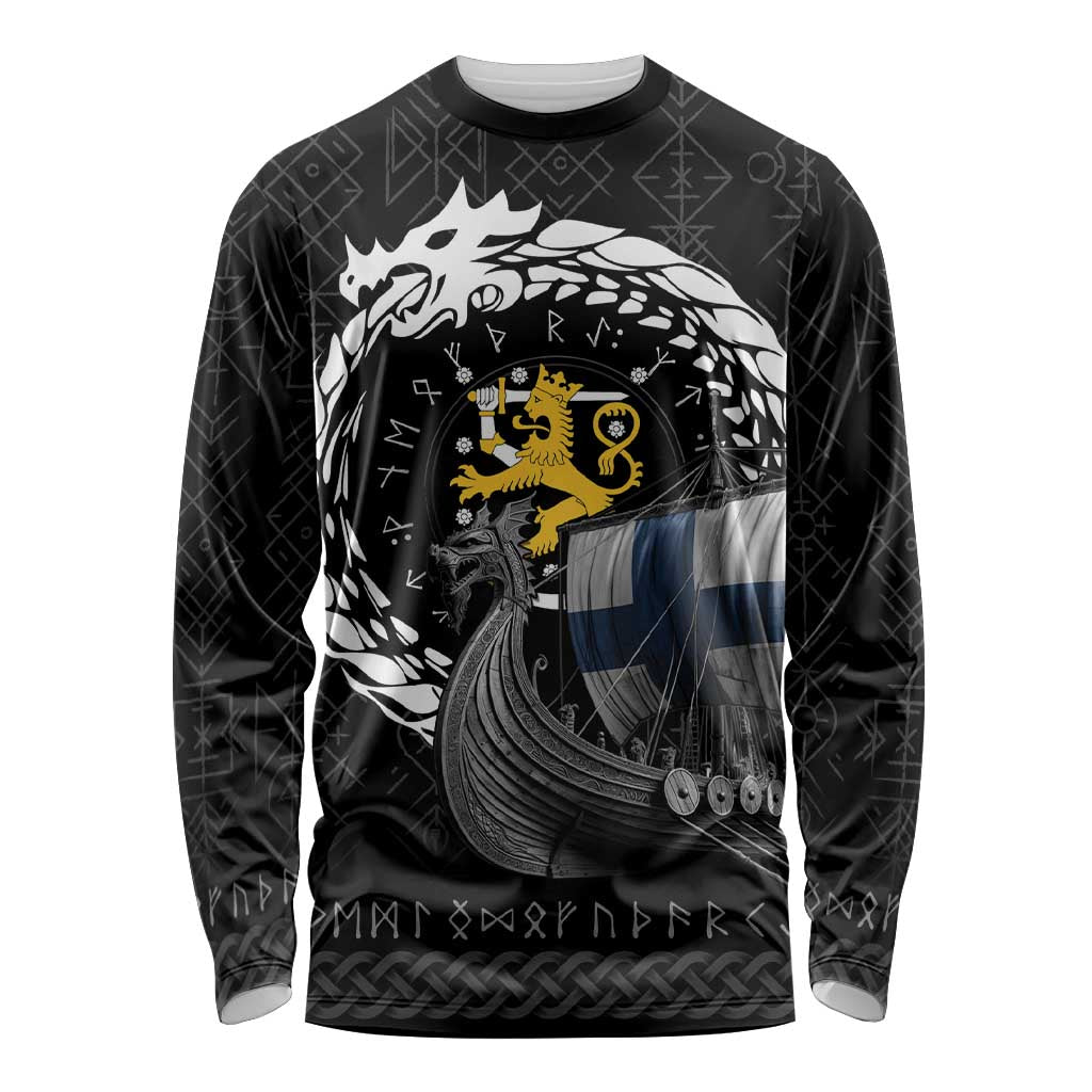 Finland Viking Drakkar Long Sleeve Shirt Viking Blood - Wonder Print Shop