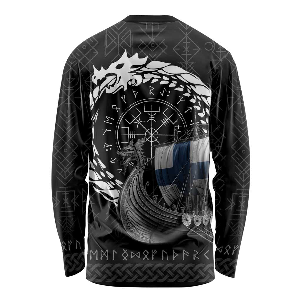 Finland Viking Drakkar Long Sleeve Shirt Viking Blood - Wonder Print Shop