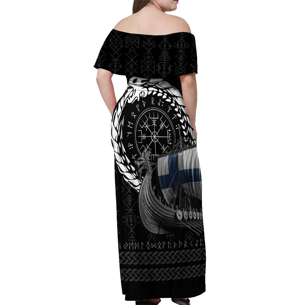 Finland Viking Drakkar Off Shoulder Maxi Dress Viking Blood - Wonder Print Shop