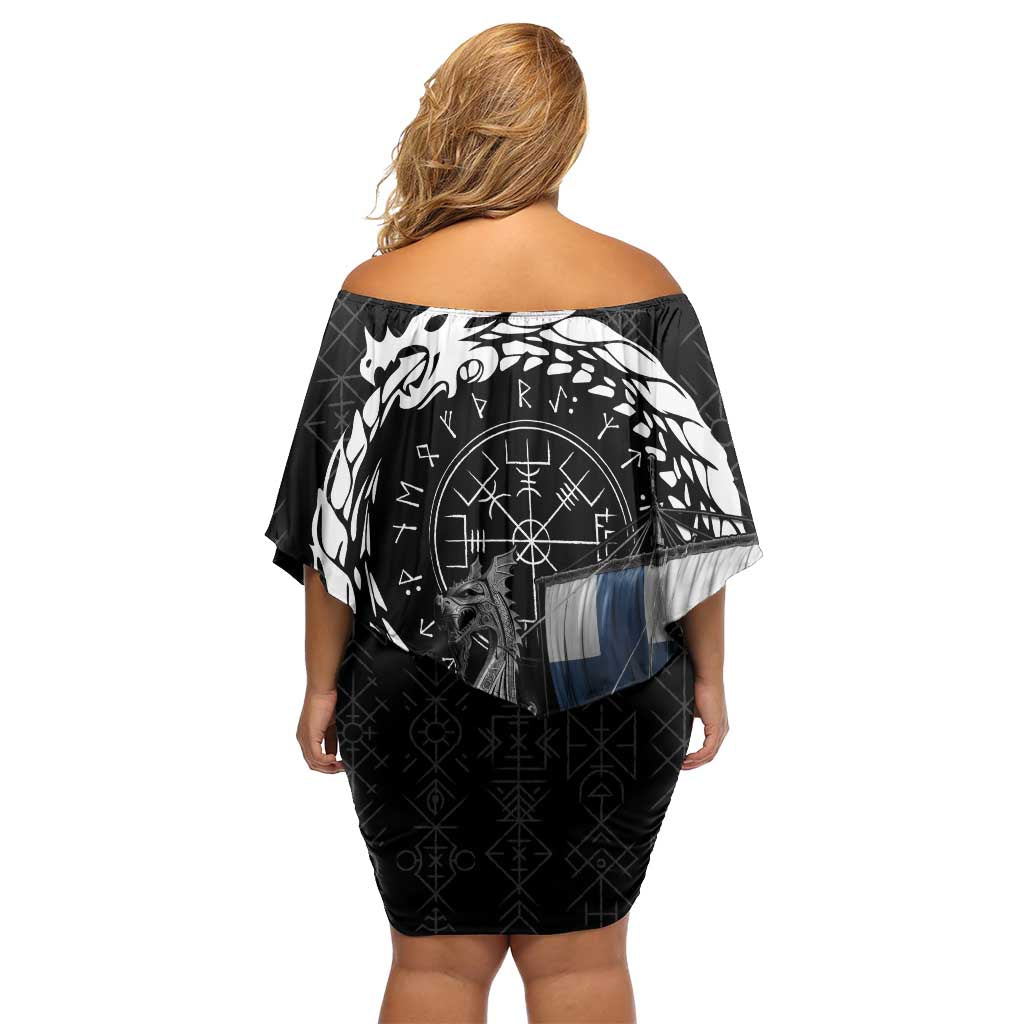 Finland Viking Drakkar Off Shoulder Short Dress Viking Blood - Wonder Print Shop