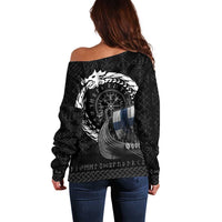 Finland Viking Drakkar Off Shoulder Sweater Viking Blood - Wonder Print Shop
