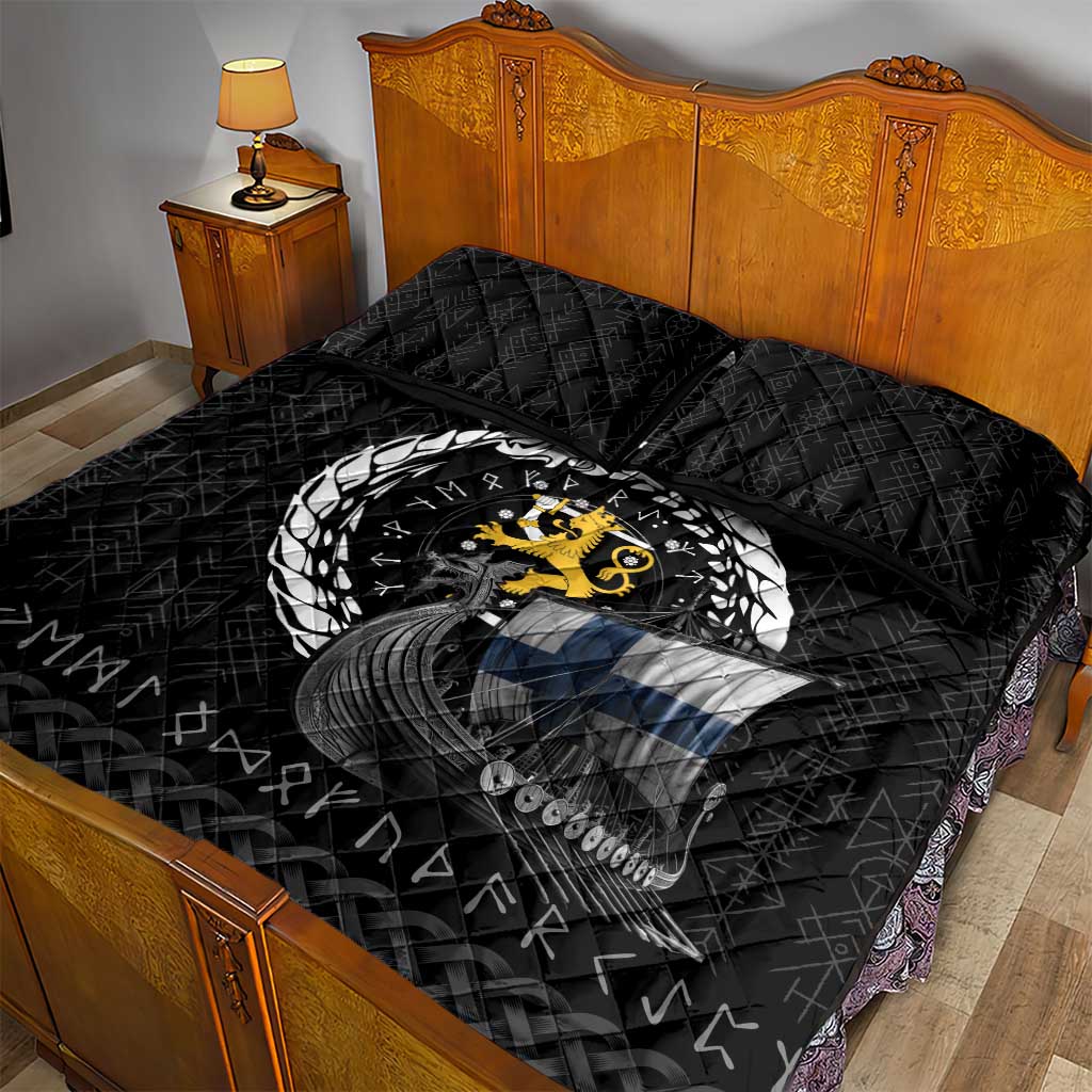 Finland Viking Drakkar Quilt Bed Set Viking Blood - Wonder Print Shop