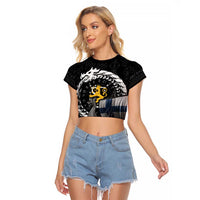 Finland Viking Drakkar Raglan Cropped T Shirt Viking Blood - Wonder Print Shop