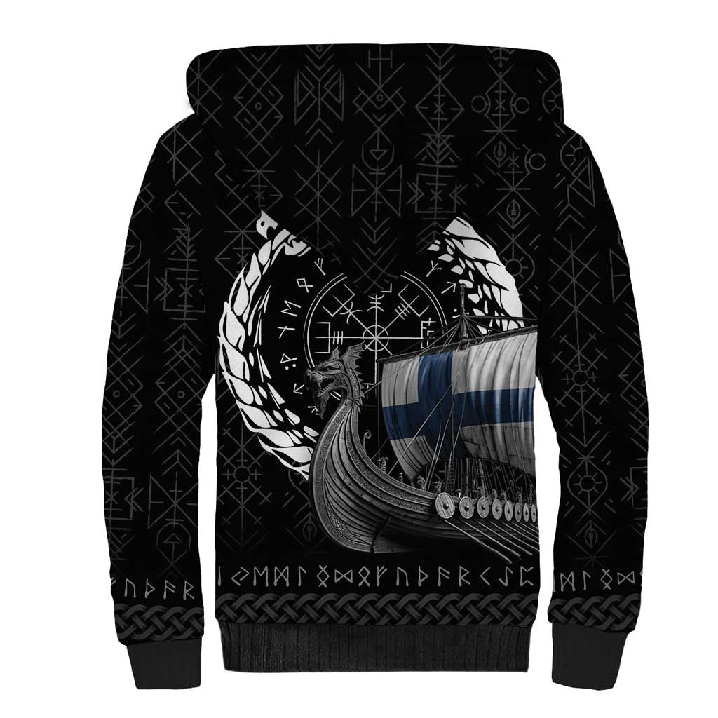 Finland Viking Drakkar Sherpa Hoodie Viking Blood - Wonder Print Shop