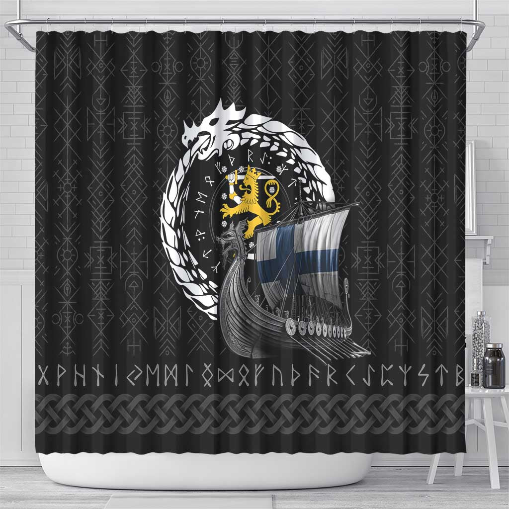 Finland Viking Drakkar Shower Curtain Viking Blood - Wonder Print Shop