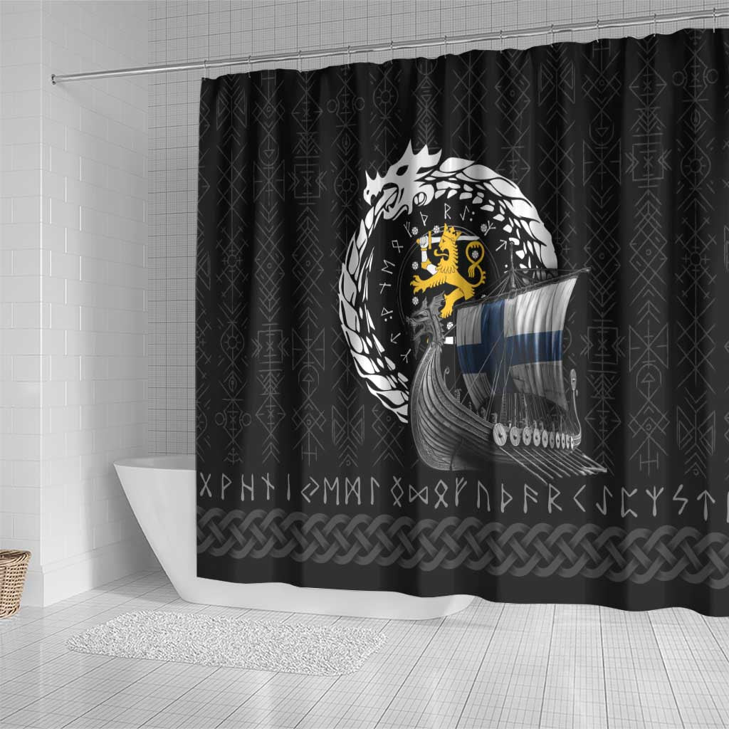 Finland Viking Drakkar Shower Curtain Viking Blood - Wonder Print Shop