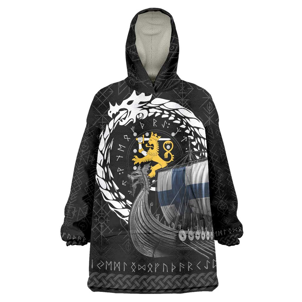 Finland Viking Drakkar Wearable Blanket Hoodie Viking Blood - Wonder Print Shop