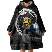 Finland Viking Drakkar Wearable Blanket Hoodie Viking Blood - Wonder Print Shop