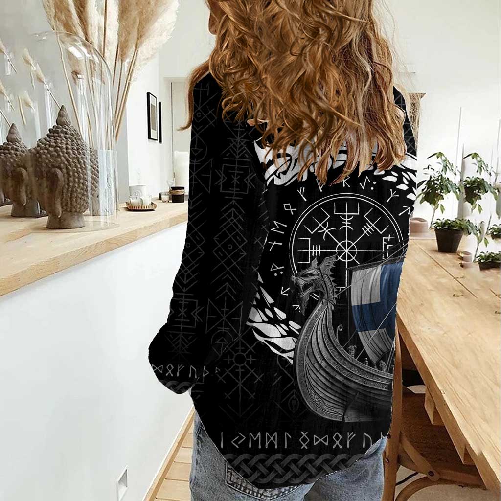 Finland Viking Drakkar Women Casual Shirt Viking Blood - Wonder Print Shop