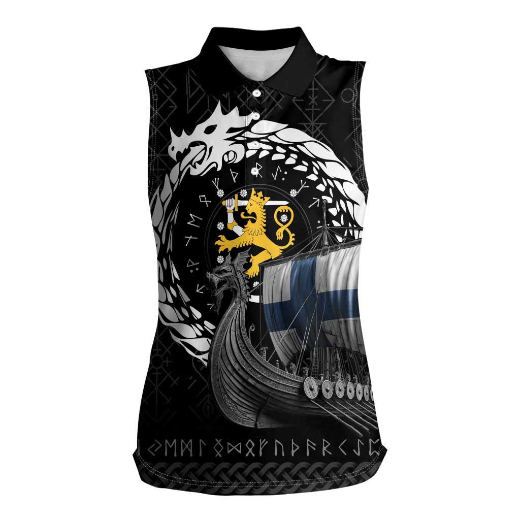 Finland Viking Drakkar Women Sleeveless Polo Shirt Viking Blood - Wonder Print Shop