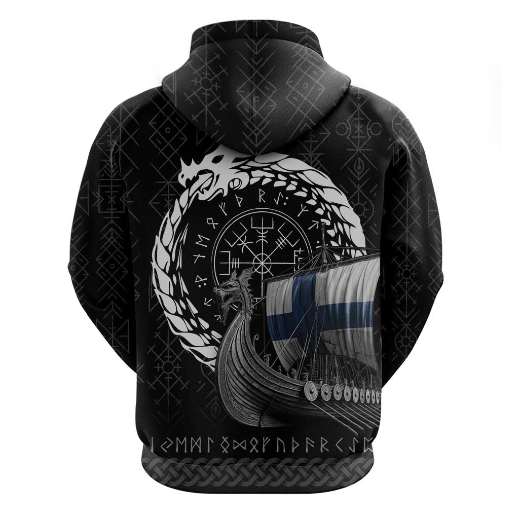 Finland Viking Drakkar Zip Hoodie Viking Blood - Wonder Print Shop