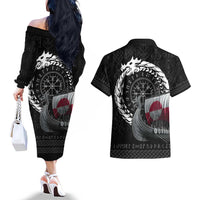 Greenland Viking Drakkar Couples Matching Off The Shoulder Long Sleeve Dress and Hawaiian Shirt Viking Blood - Wonder Print Shop