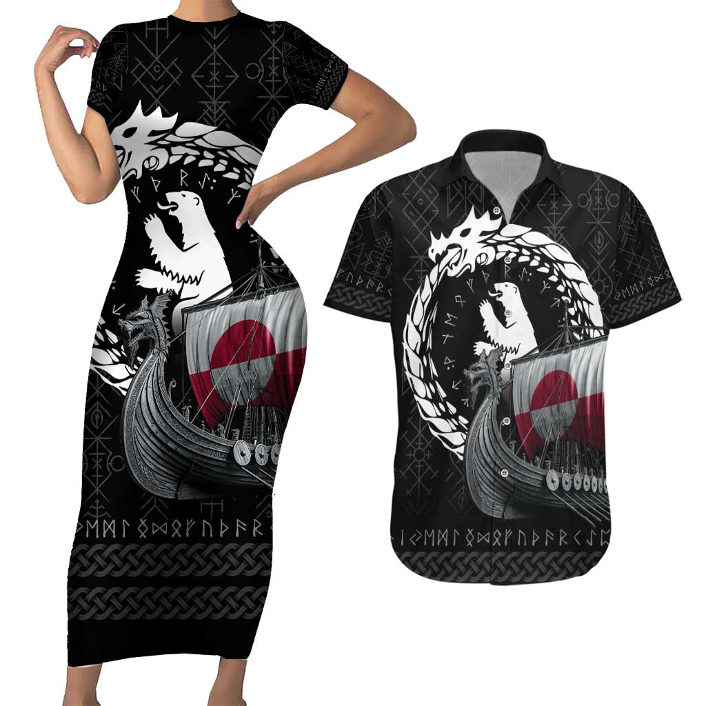 Greenland Viking Drakkar Couples Matching Short Sleeve Bodycon Dress and Hawaiian Shirt Viking Blood - Wonder Print Shop
