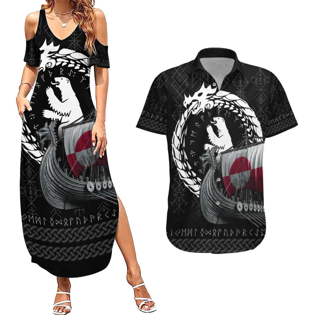 Greenland Viking Drakkar Couples Matching Summer Maxi Dress and Hawaiian Shirt Viking Blood - Wonder Print Shop