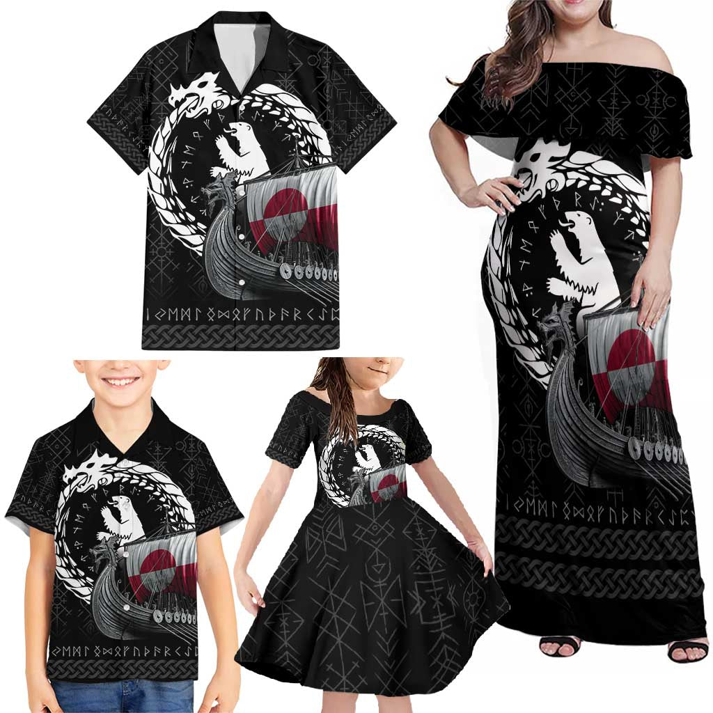 Greenland Viking Drakkar Family Matching Off Shoulder Maxi Dress and Hawaiian Shirt Viking Blood - Wonder Print Shop
