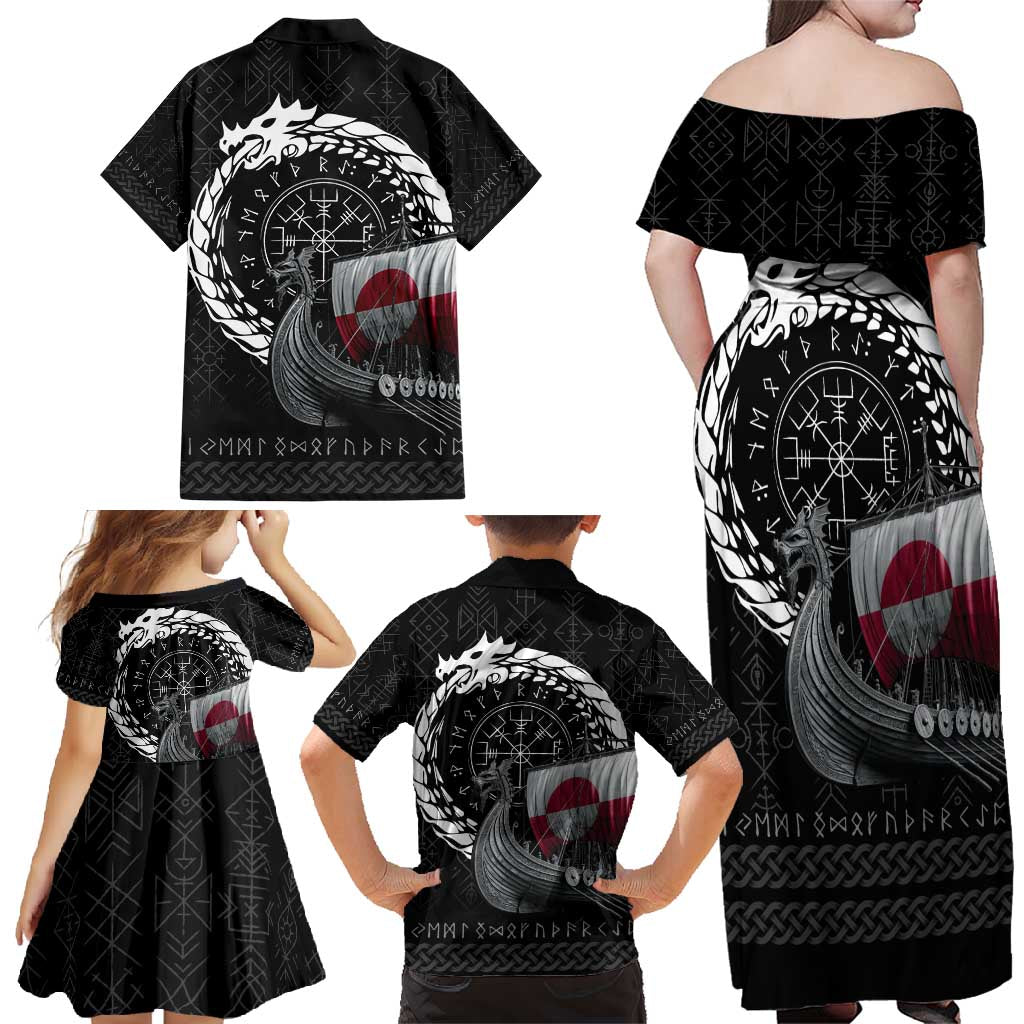 Greenland Viking Drakkar Family Matching Off Shoulder Maxi Dress and Hawaiian Shirt Viking Blood - Wonder Print Shop