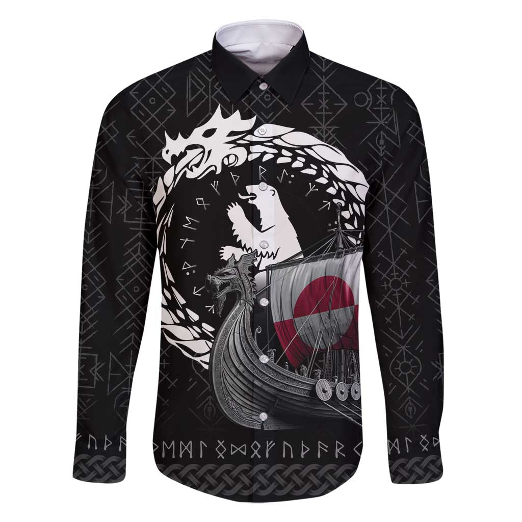 Greenland Viking Drakkar Family Matching Off Shoulder Maxi Dress and Hawaiian Shirt Viking Blood - Wonder Print Shop