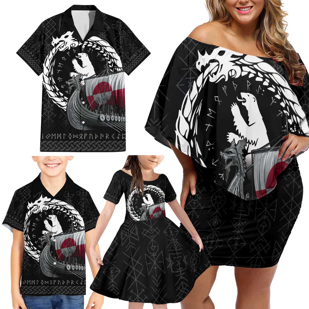 Greenland Viking Drakkar Family Matching Off Shoulder Short Dress and Hawaiian Shirt Viking Blood - Wonder Print Shop