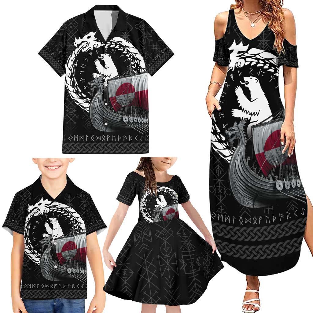 Greenland Viking Drakkar Family Matching Summer Maxi Dress and Hawaiian Shirt Viking Blood - Wonder Print Shop