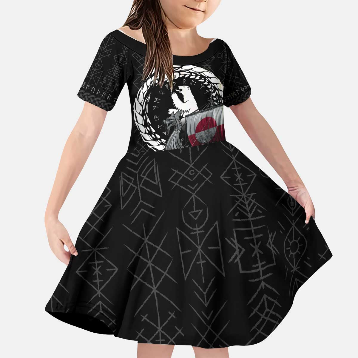 Greenland Viking Drakkar Kid Short Sleeve Dress Viking Blood - Wonder Print Shop