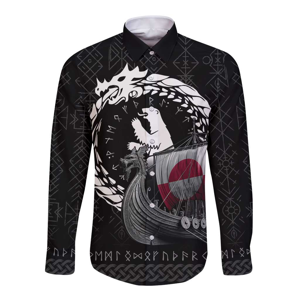 Greenland Viking Drakkar Long Sleeve Button Shirt Viking Blood LT9